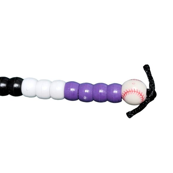Baseball Keychain Purple‎ White Black MLB Little League Sports Fan Mom Dad Gift - Picture 2 of 4